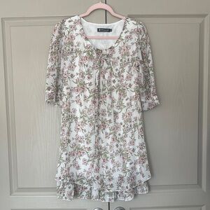 Allegra K Floral Dress in Pink & Green